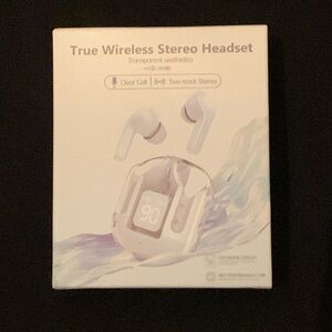 True Wireless Stereo Headset LED earbud headphones NWT